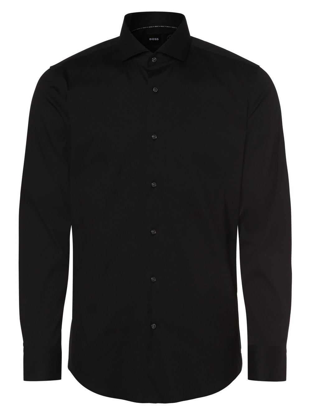 BOSS Koszula męska łatwa w prasowaniu Mężczyźni Slim Fit czarny kołnierzyk włoski, 43