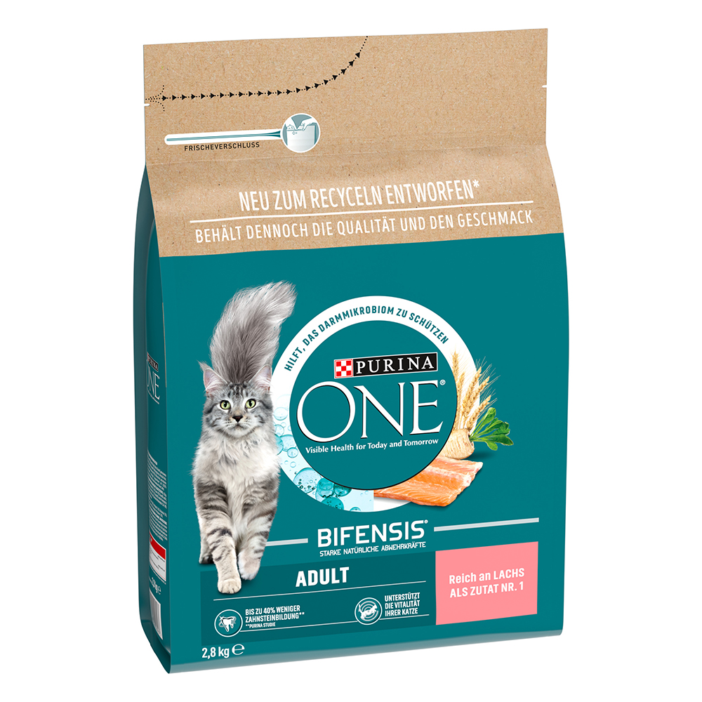 25% taniej! PURINA ONE, karma sucha dla kota, 2 x 2,8 kg - Adult, łosoś ze zbożem pełnoziarnistym
