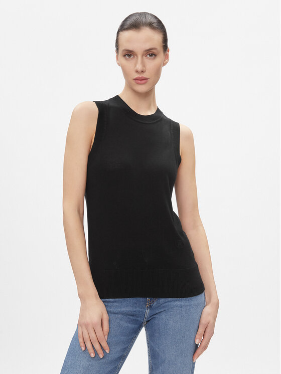 Tommy Hilfiger Top Md Lyocell Silk Blend Vest WW0WW40980 Czarny Regular Fit