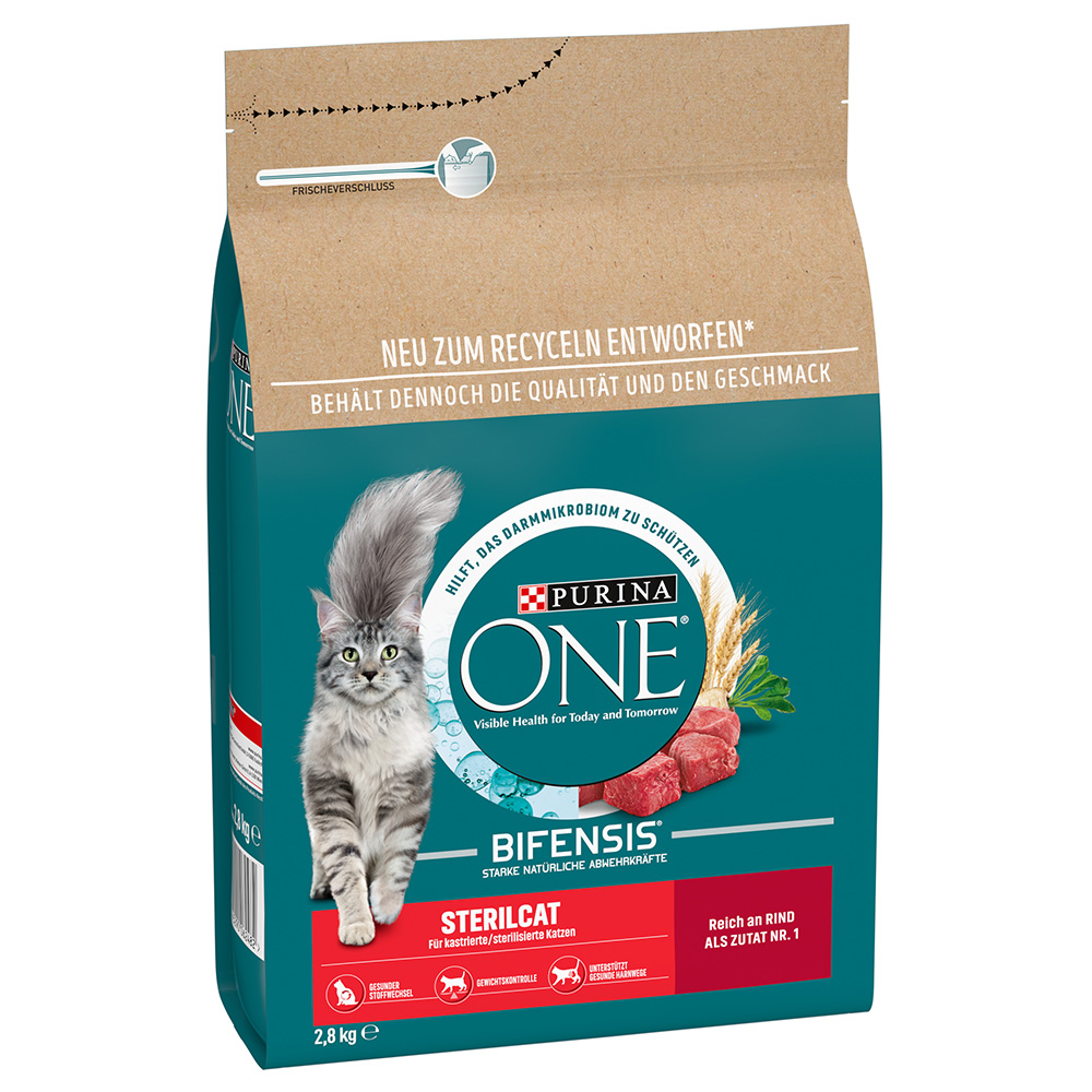 25% taniej! PURINA ONE, karma sucha dla kota, 2 x 2,8 kg - SterilCat, wołowina