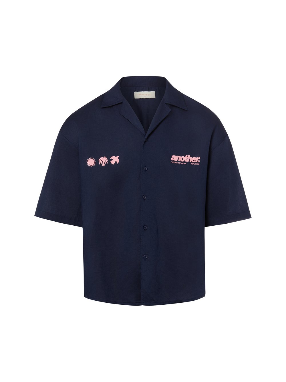 Another Cotton Lab Męska casualowa koszula lniana - Rave Linen Bowling Mężczyźni Comfort Fit len (100%) niebieski, L