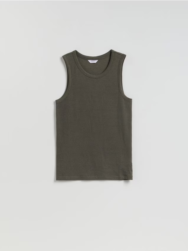 Reserved - Tank top z wiskozą - ciemnozielony