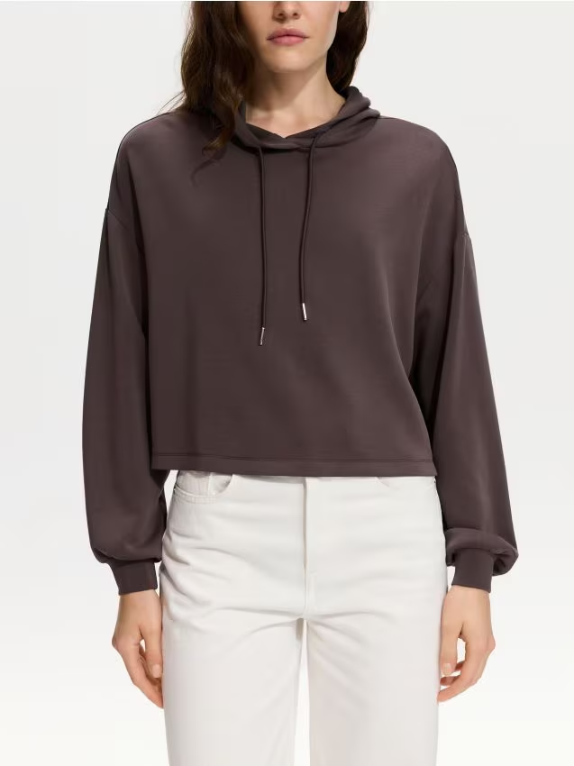 Reserved - Krótka bluza z wiskozą - brązowy