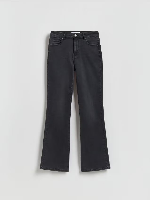 Reserved - Jeansy flare - czarny