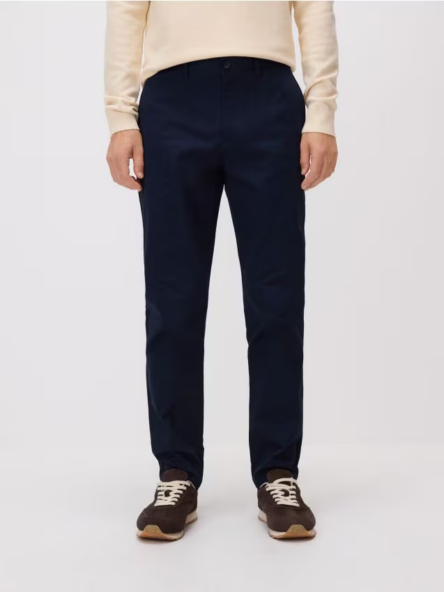 Reserved - Bawełniane spodnie chino slim - granatowy