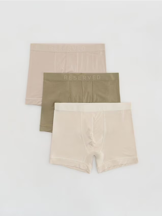 Reserved - 3 pack bokserek Long z wiskozy - beżowy