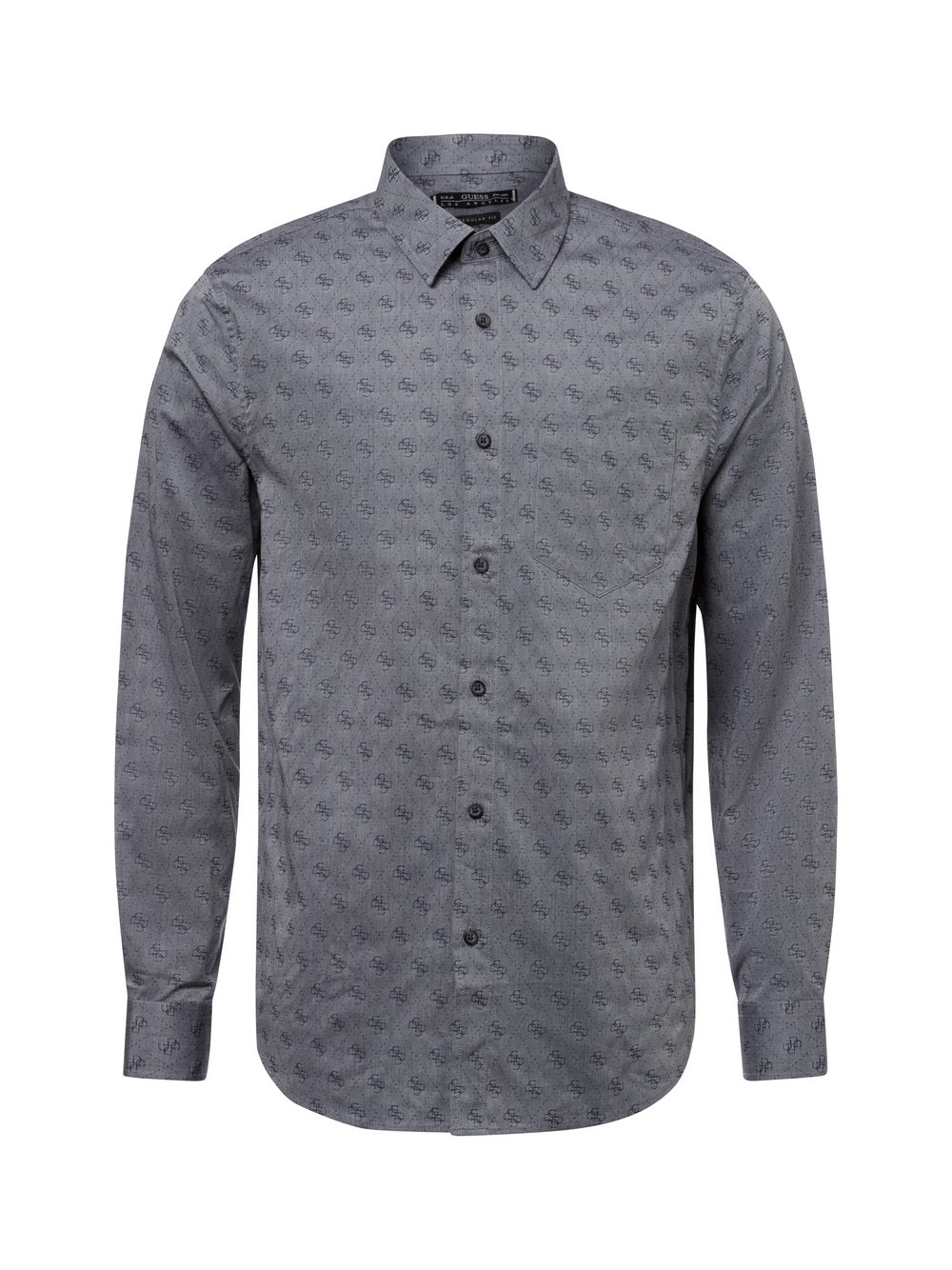 GUESS Męska koszula biznesowa Mężczyźni Regular Fit Bawełna szary, L