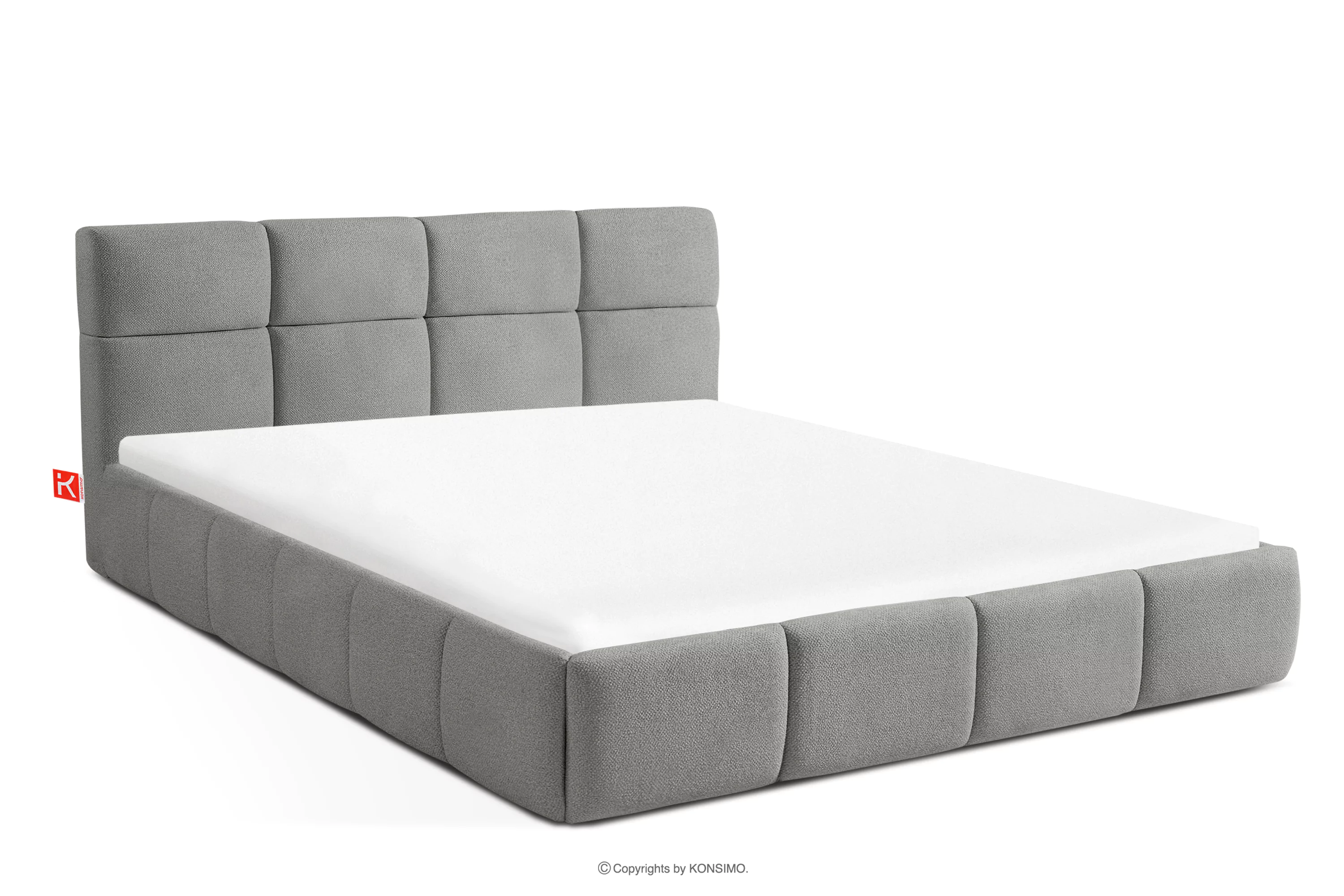 Łóżko tapicerowane 140 cm w stylu skandynawskim szary ALTOS