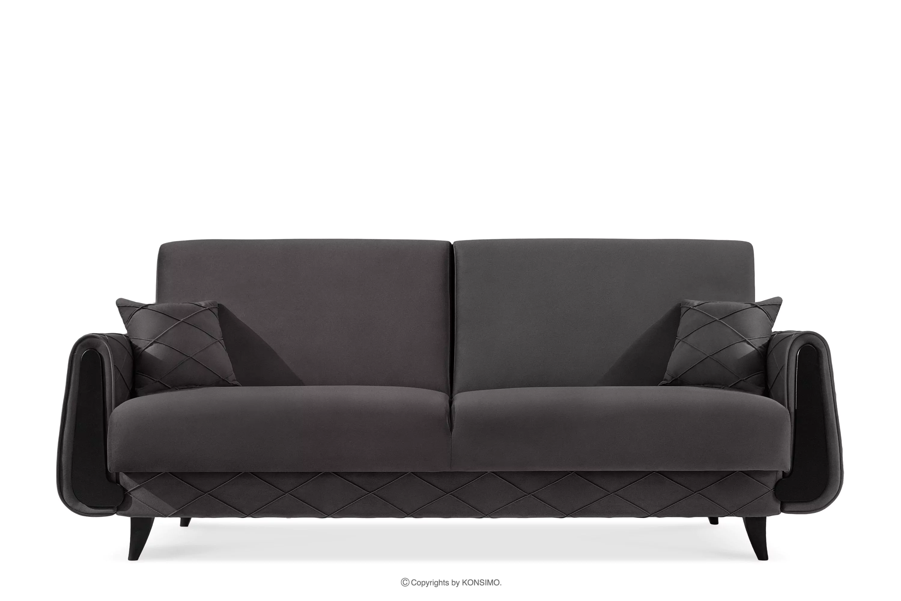 Sofa trzyosobowa w tkaninie welur rozkładana grafitowy GUSTAVO III