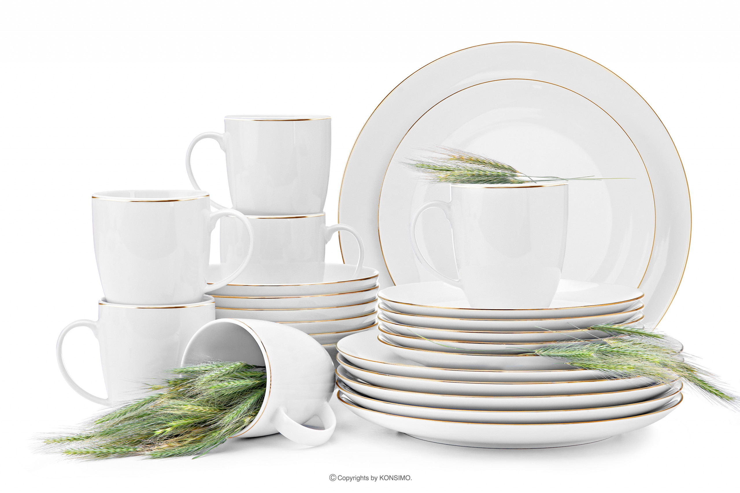 Zestaw obiadowo kawowy dla 6 osób porcelana Złota Linia (24el.) BOSS ZŁOTA LINIA