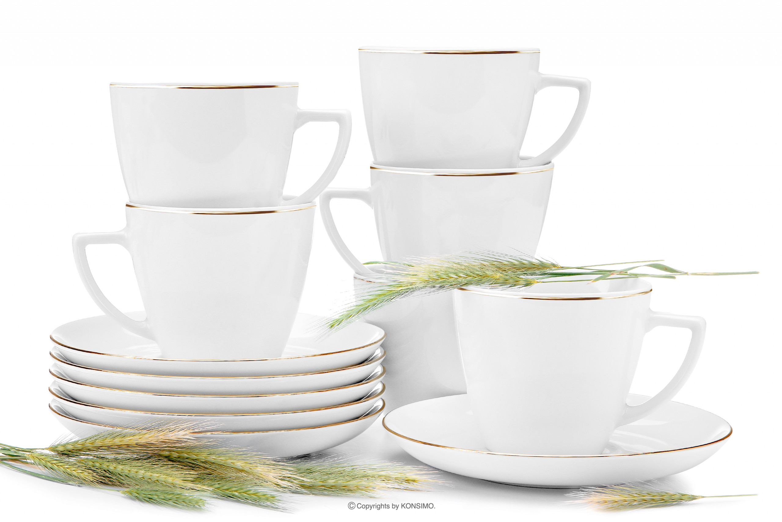 Komplet filiżanek dla 6 osób porcelana Złota Linia (12el.) BOSS ZŁOTA LINIA