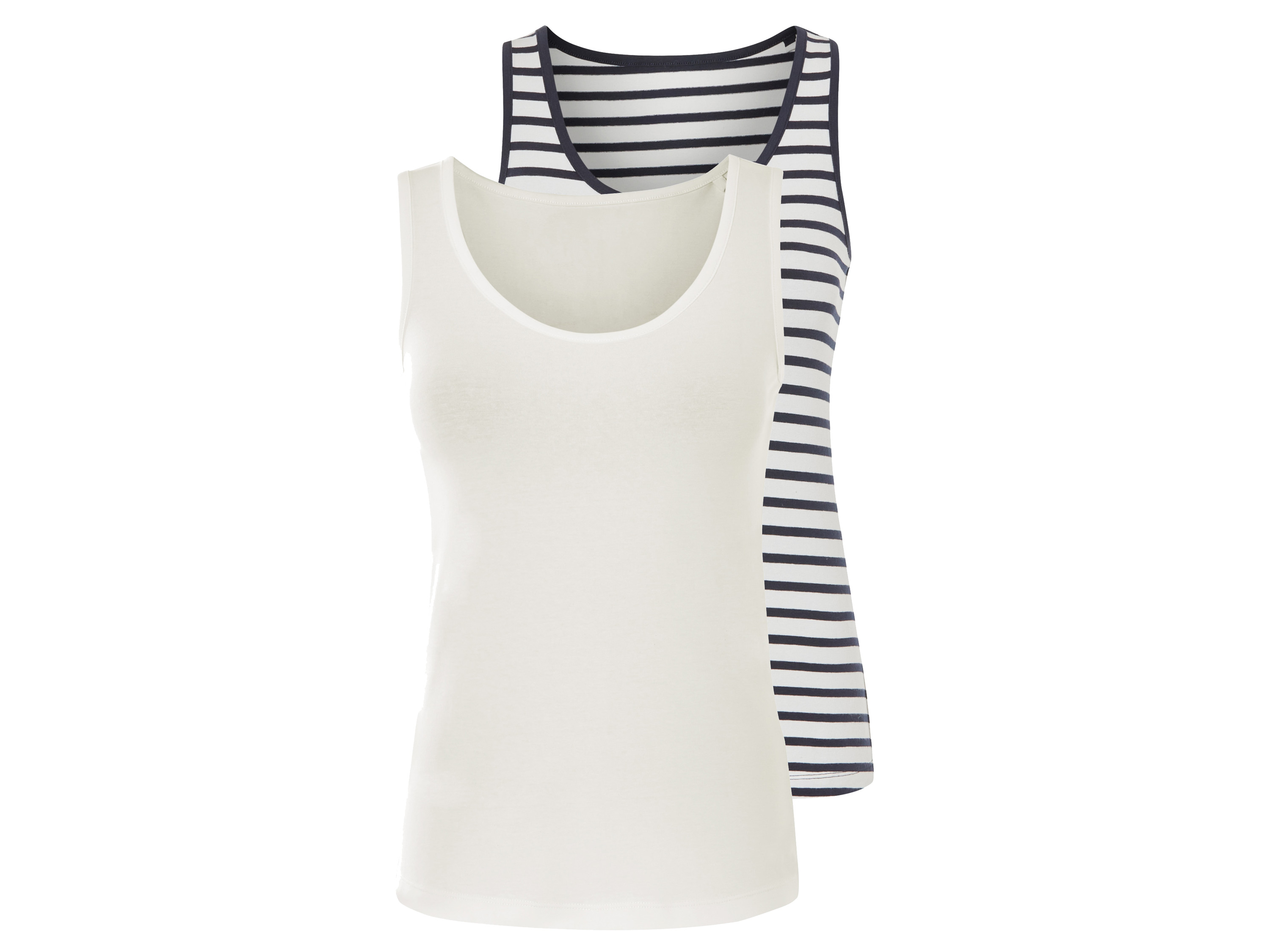esmara® Topy damskie z biobawełną, 2 sztuki (Biały, L(44/46))