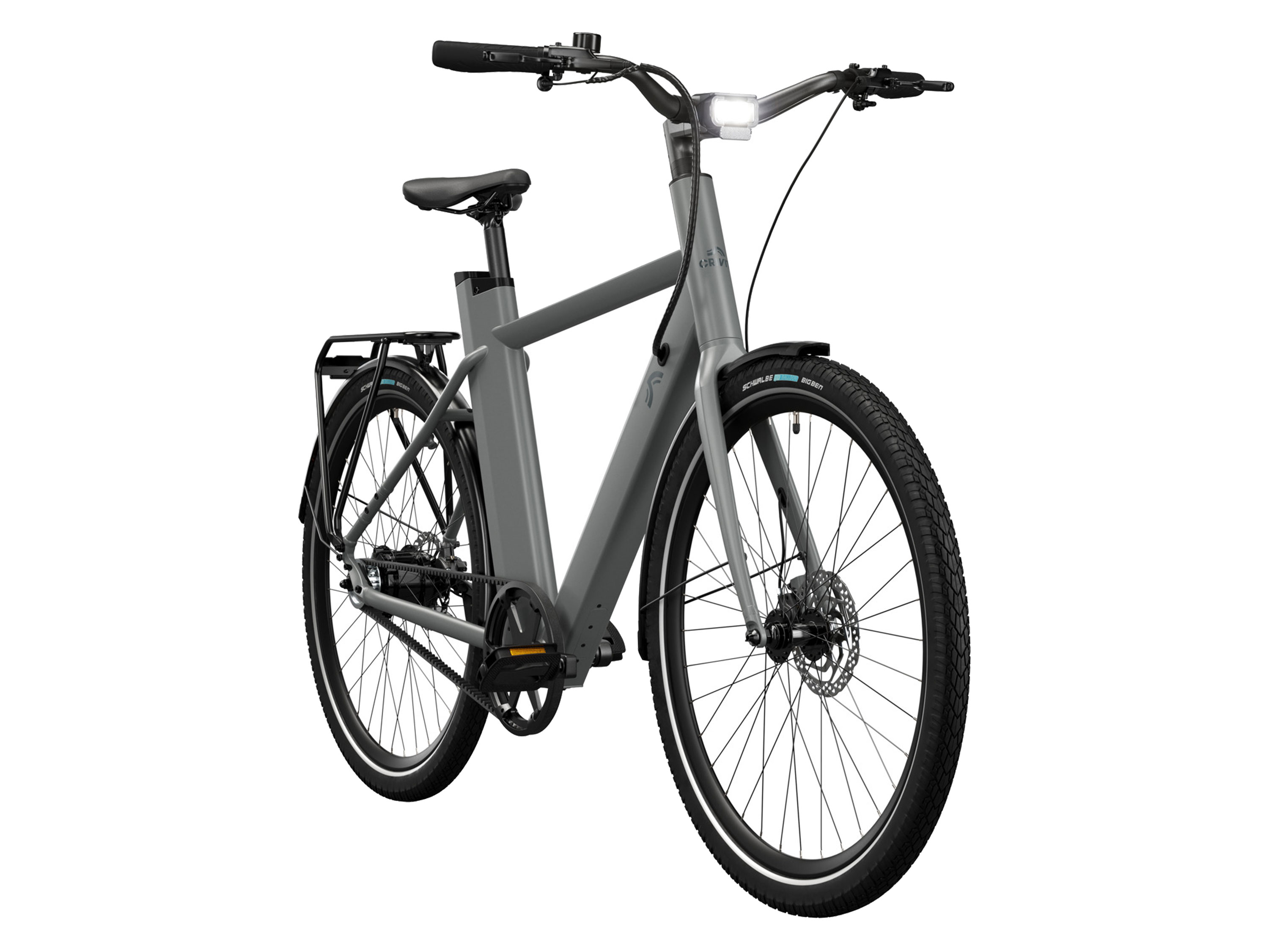 CRIVIT Rower miejski elektryczny X.3 GATES z napędem na pasku, 355 Wh (Ash Grey) miniaturka