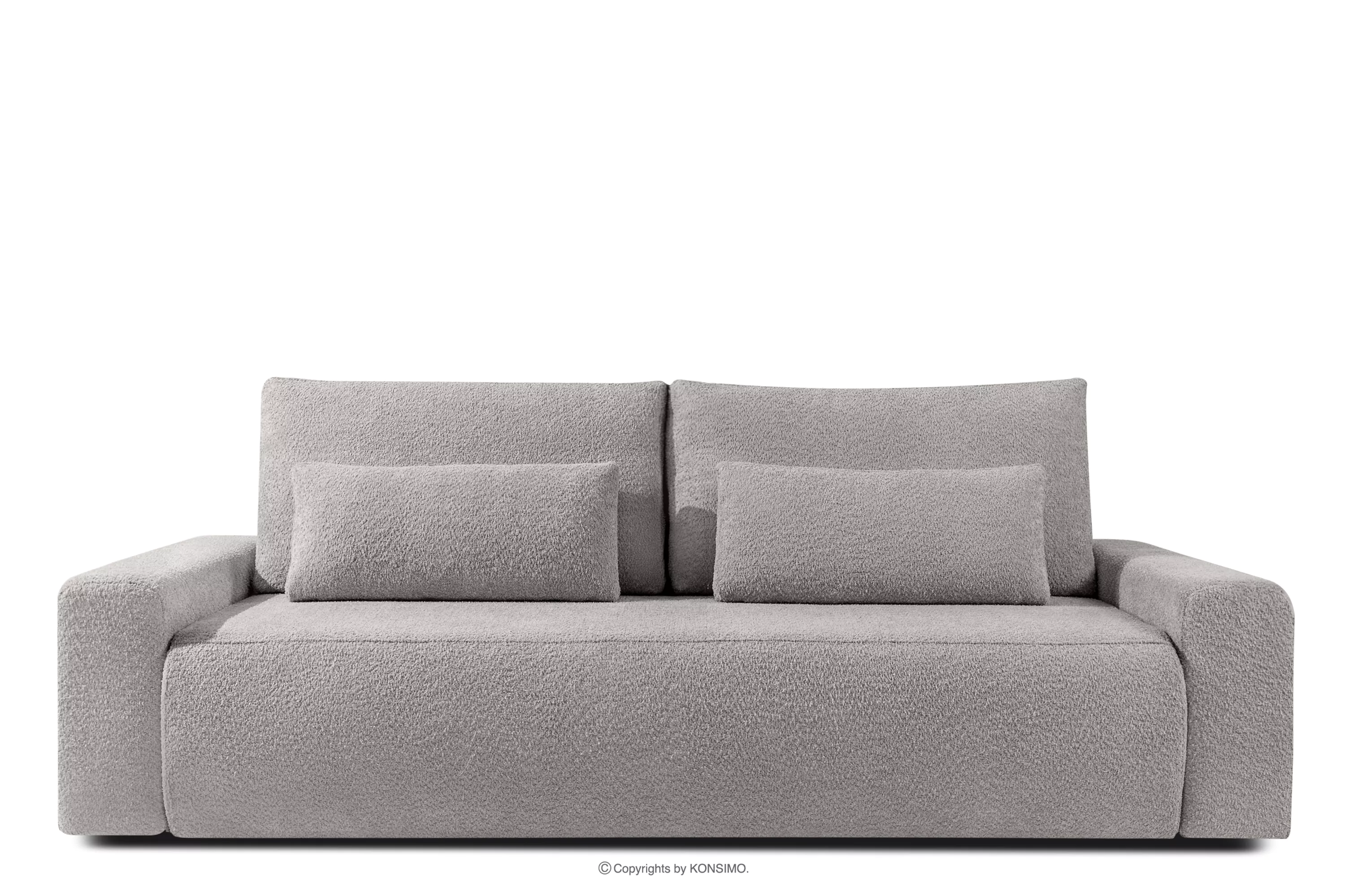 Sofa trzyosobowa z poduszkami rozkładana tkanina boucle stalowy MOLLIS