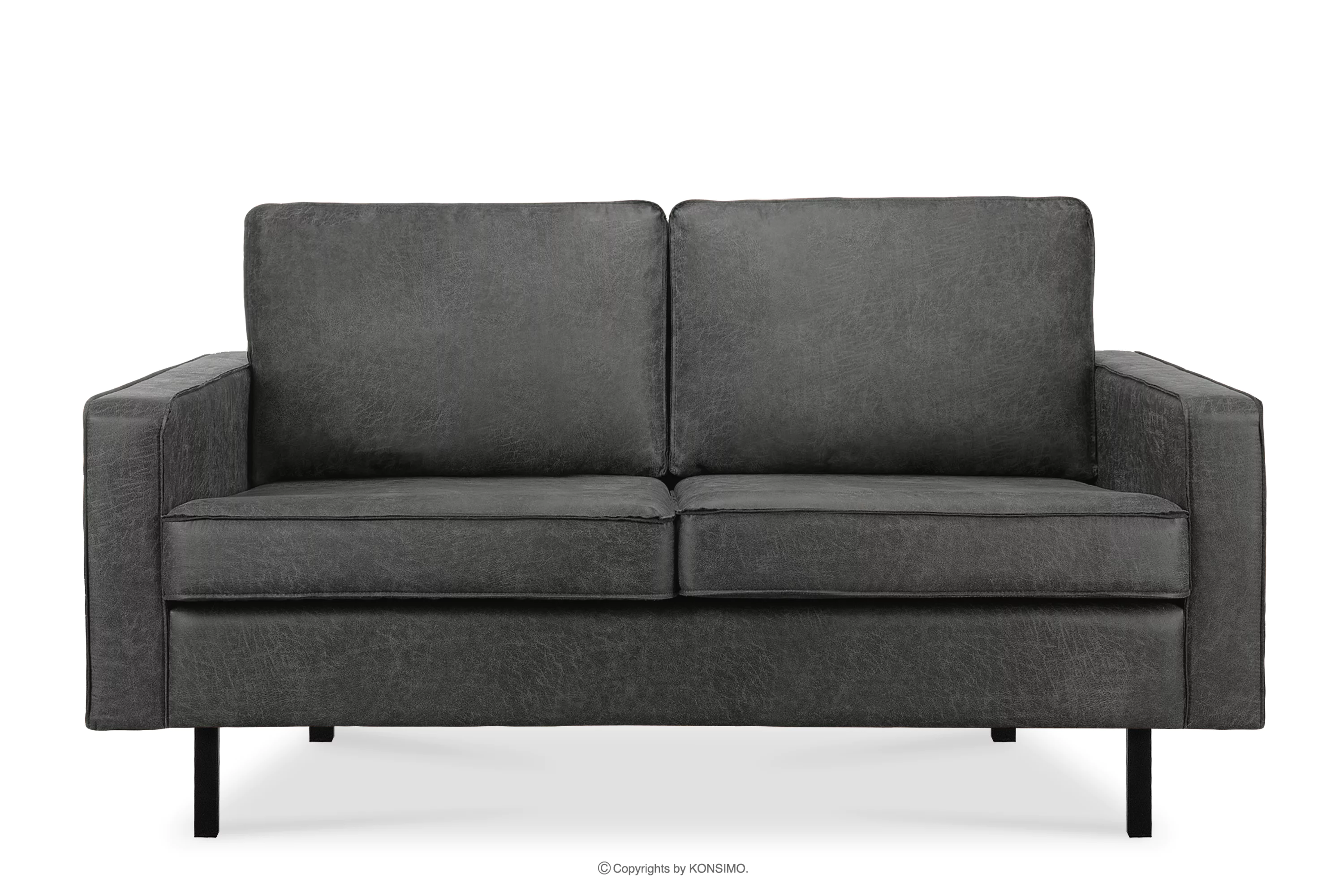 Sofa w stylu loft 2 osobowa ciemny szary INVIA