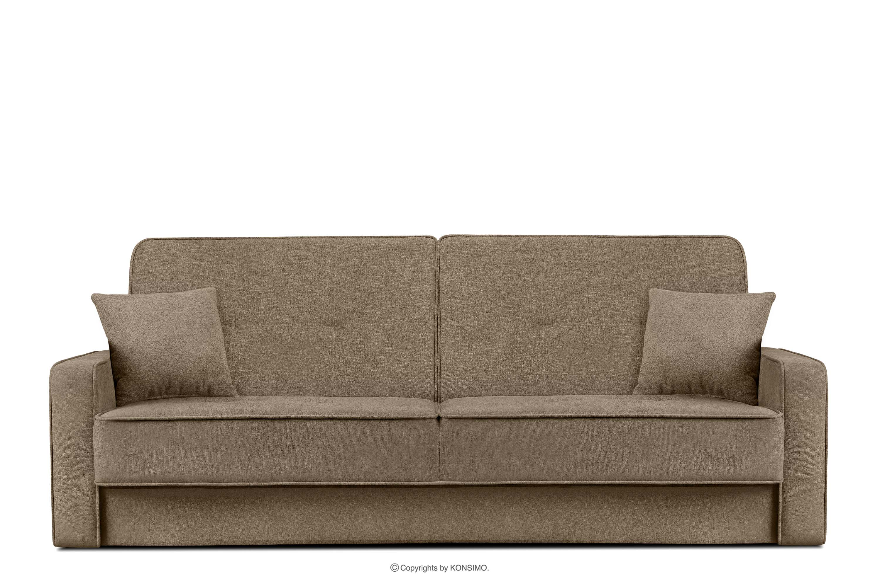 Rozkładana sofa do salonu w tkaninie plecionej brązowa ORIO
