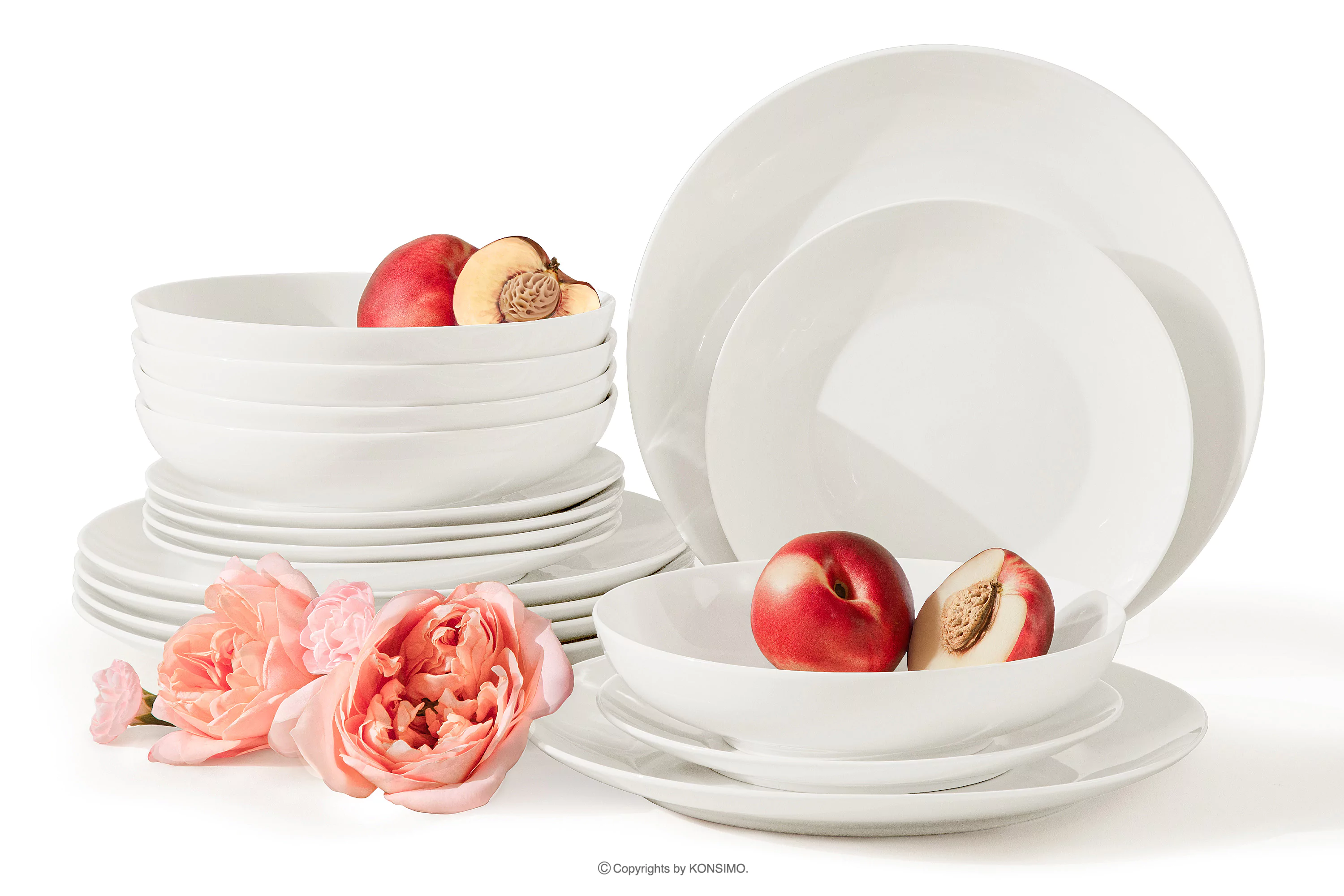 Zestaw obiadowy twarda porcelana 6 os. (18 el.) ecru AD BELLA