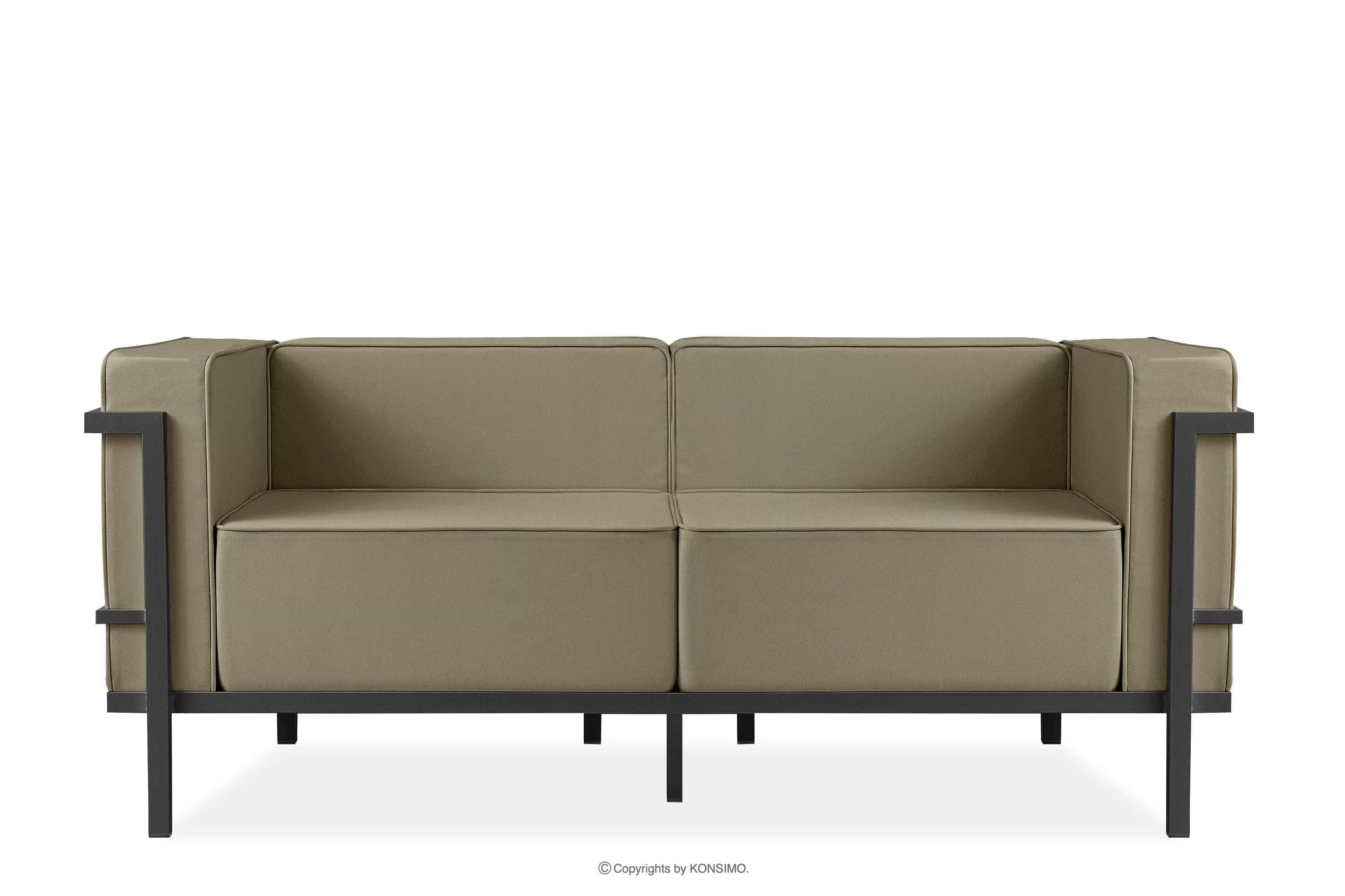 Nowoczesna sofa ogrodowa 2 na metalowych nóżkach ciemny szary/beżowy TRIGLO