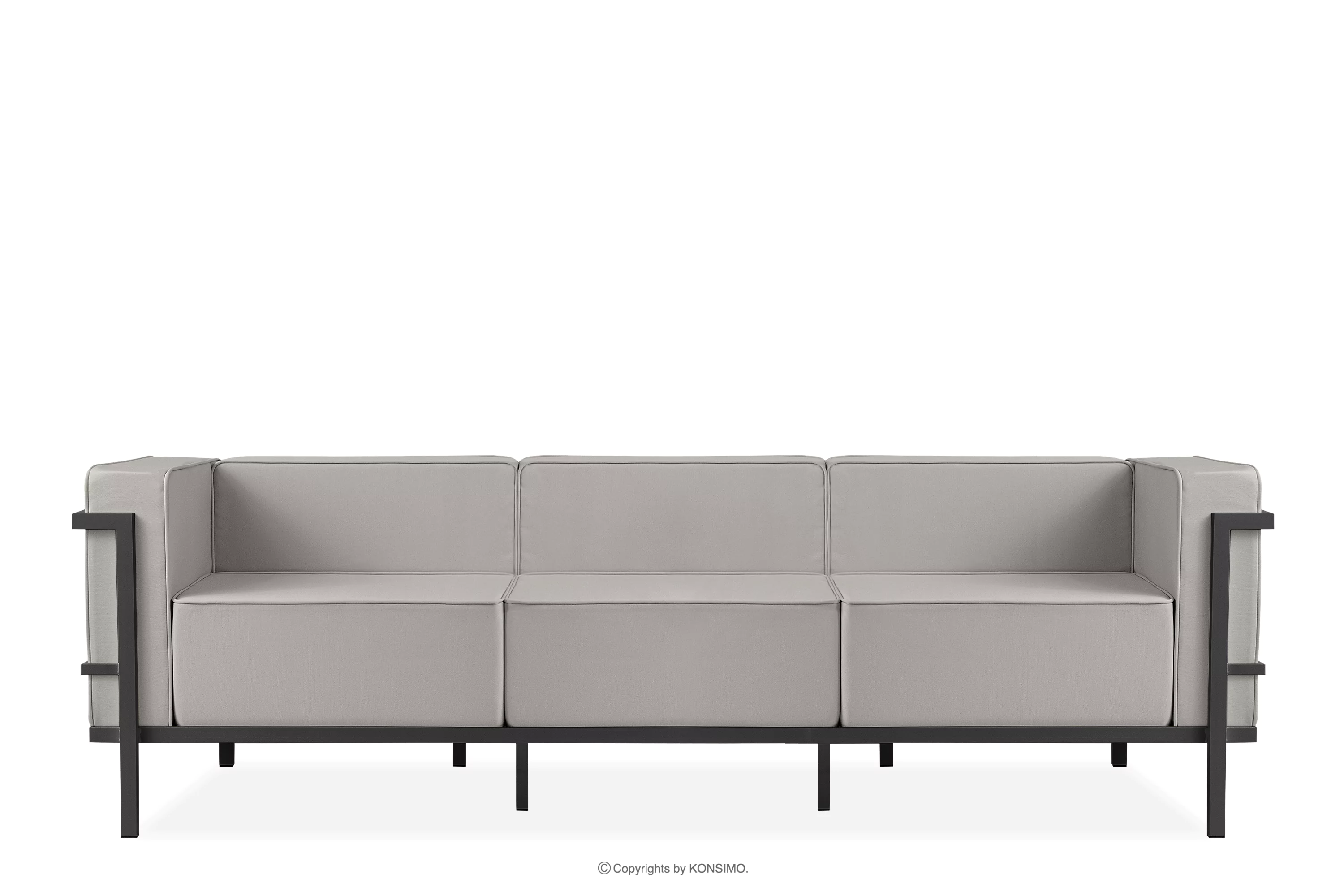 Nowoczesna sofa ogrodowa 3 na metalowych nóżkach ciemny szary/jasny szary TRIGLO