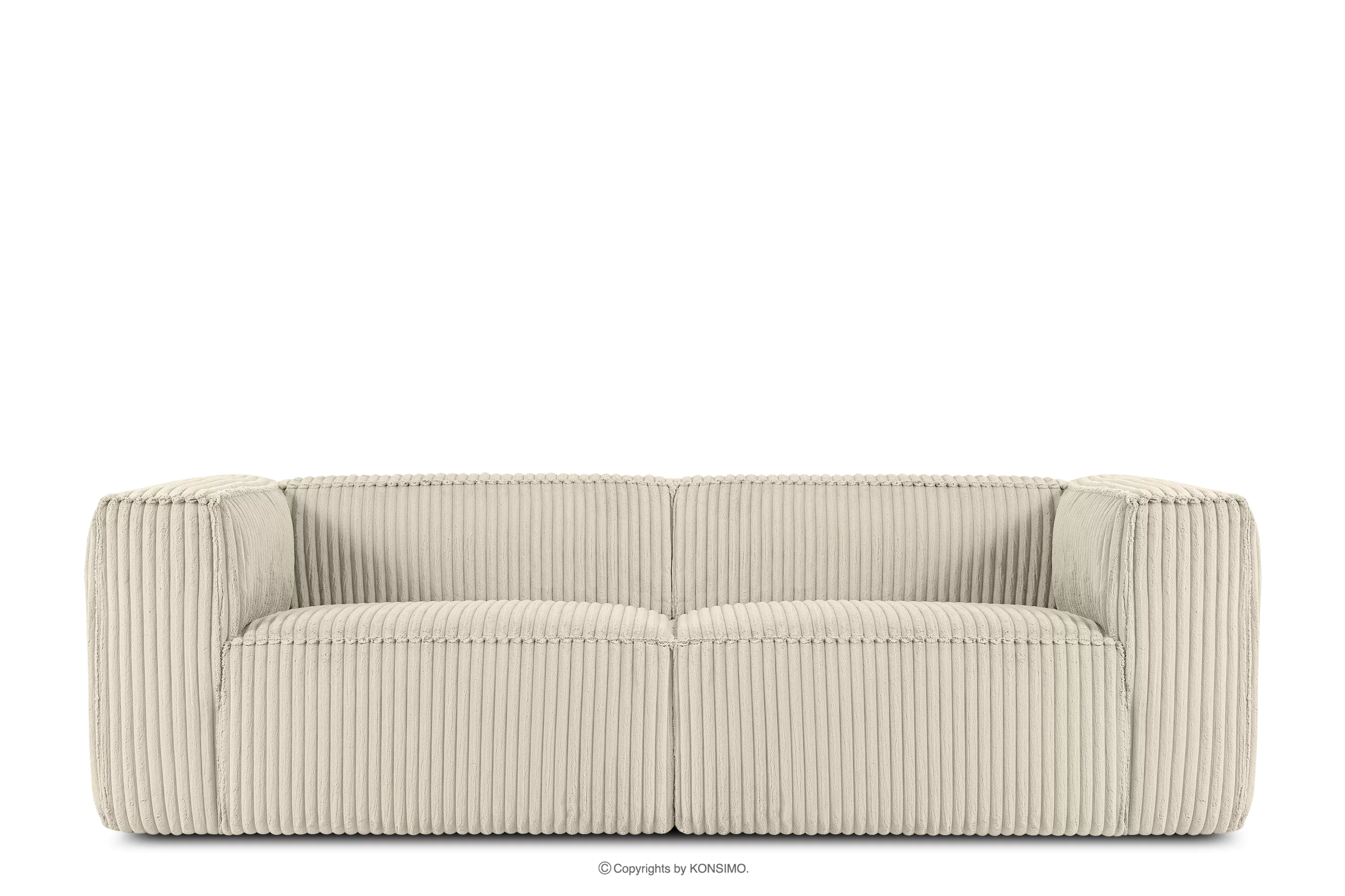 Duża kremowa sofa w tkaninie sztruks FEROX