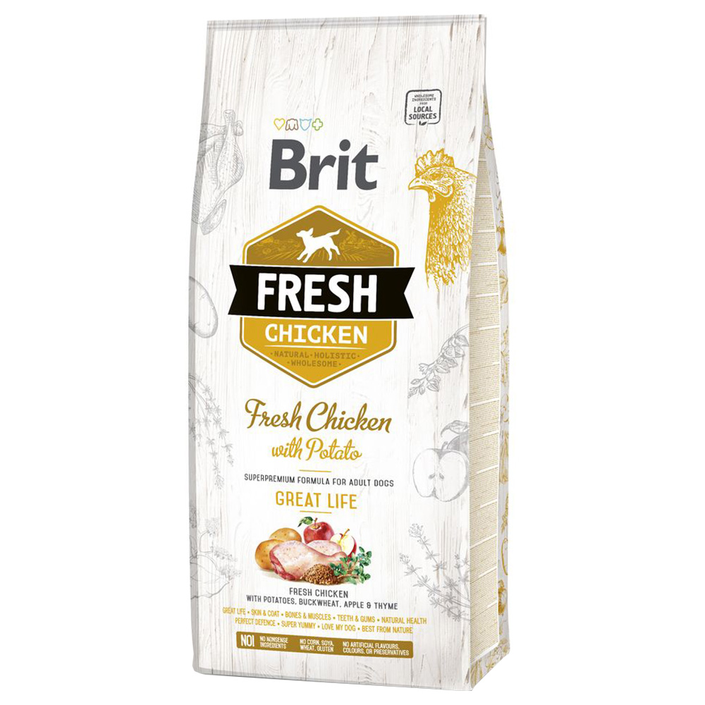 Brit Fresh Adult Great Life, kurczak z ziemniakami - 12 kg
