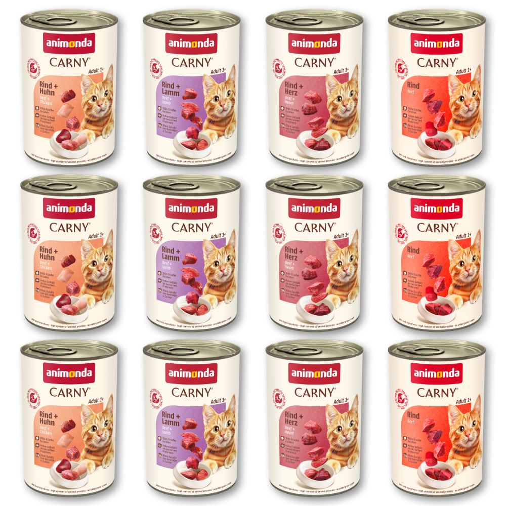 Korzystny pakiet animonda Carny Adult, 12 x 400 g - Pakiet mieszany Wołowina (4 smaki)