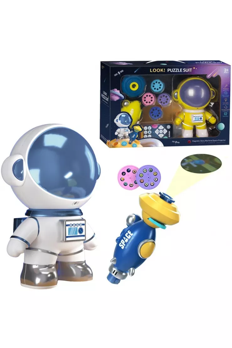 Astronauta z projektorem na pilota