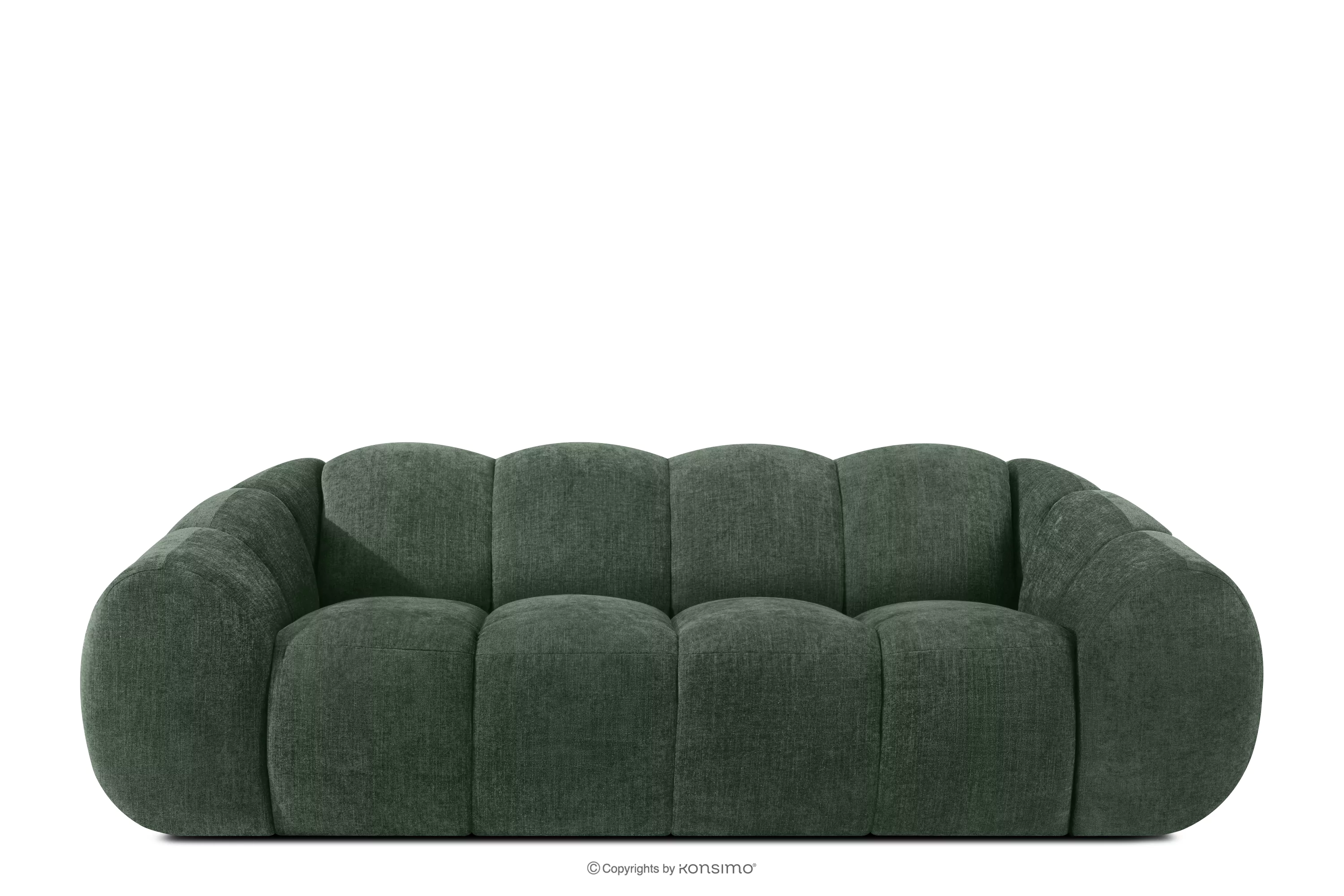 Pikowana sofa trzyosobowa retro modern ciemny zielony FLAVA