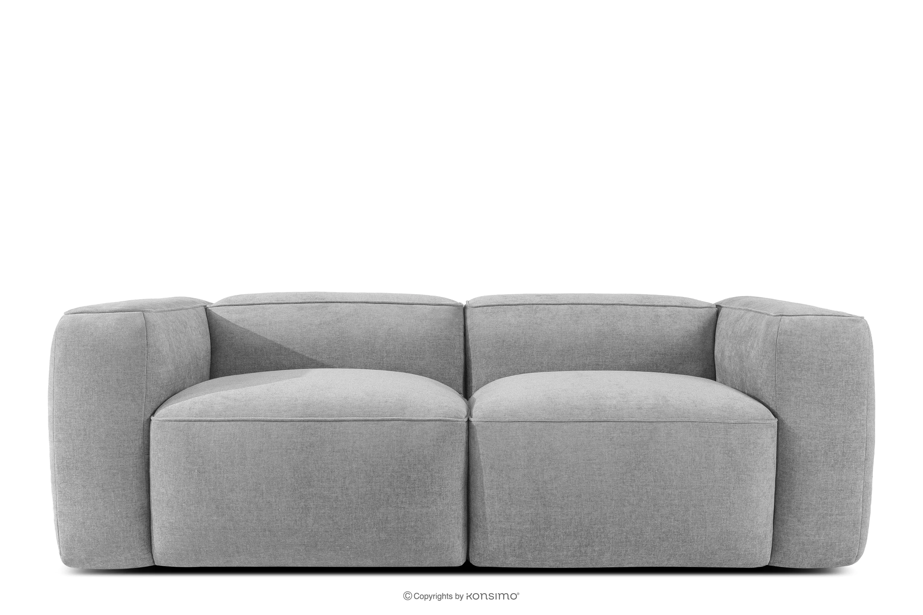 Miękka sofa dwuosobowa w tkaninie plecionej jasny szary FUBBO