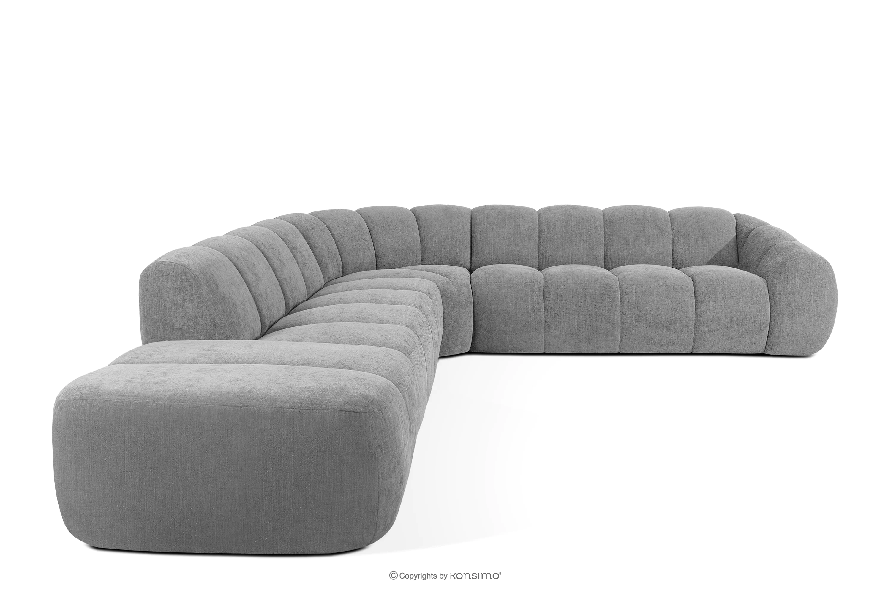 Modułowy narożnik curve w stylu retro modern lewy jasny popielaty FLAVA