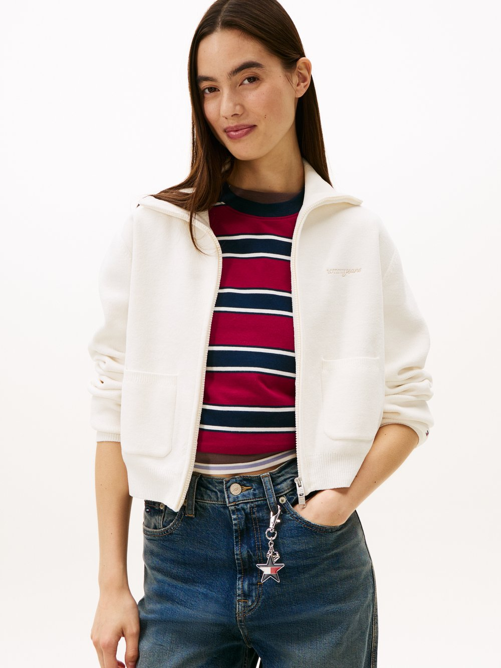 Tommy Jeans Kardigan damski Kobiety biały, S
