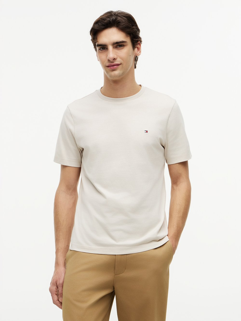 Tommy Hilfiger Koszulka męska Mężczyźni Bawełna beżowy, XL