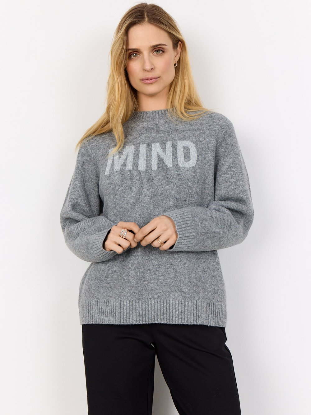 soyaconcept® Sweter damski z dzianiny - SC-Audrey Kobiety Sztuczne włókno szary|srebrny, L