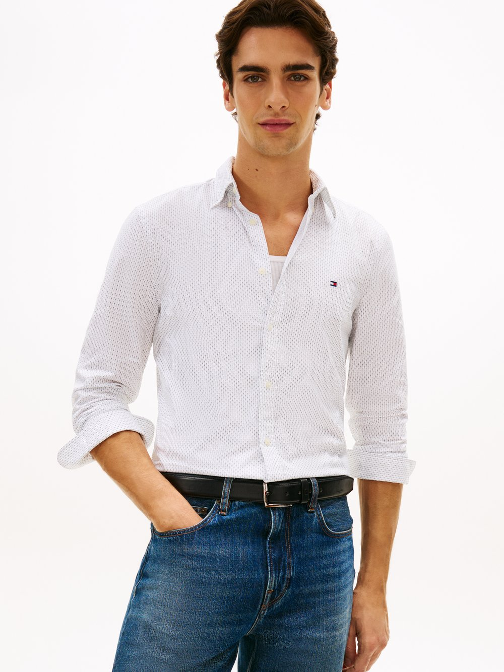Tommy Hilfiger Koszula męska Mężczyźni Slim Fit Bawełna biały|niebieski|beżowy, S