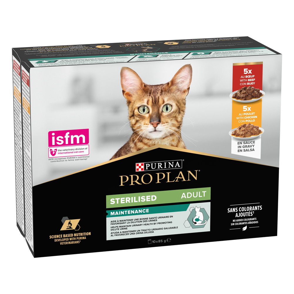 PURINA PRO PLAN Cat Sterilised Adult Maintenance, 10 x 85 g - Wołowina i kurczak