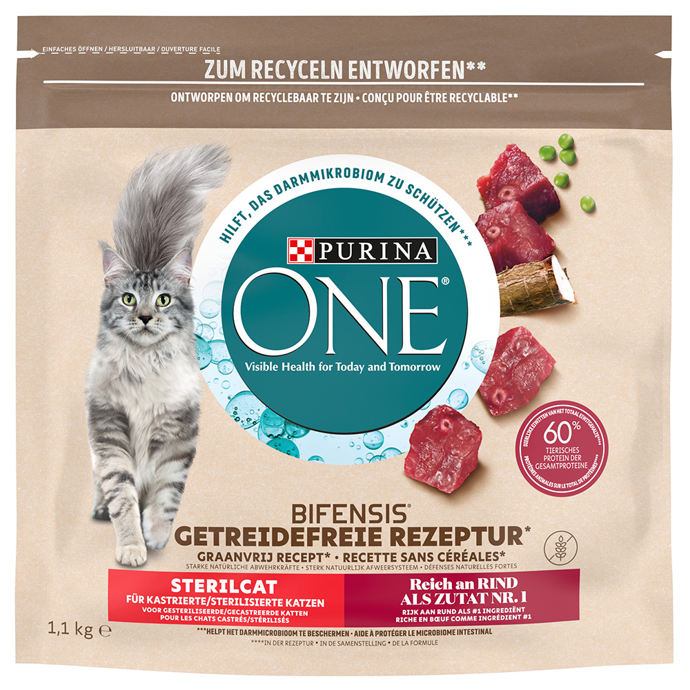 PURINA ONE Grain Free Sterilised, wołowina, bez zbóż - 1,1 kg