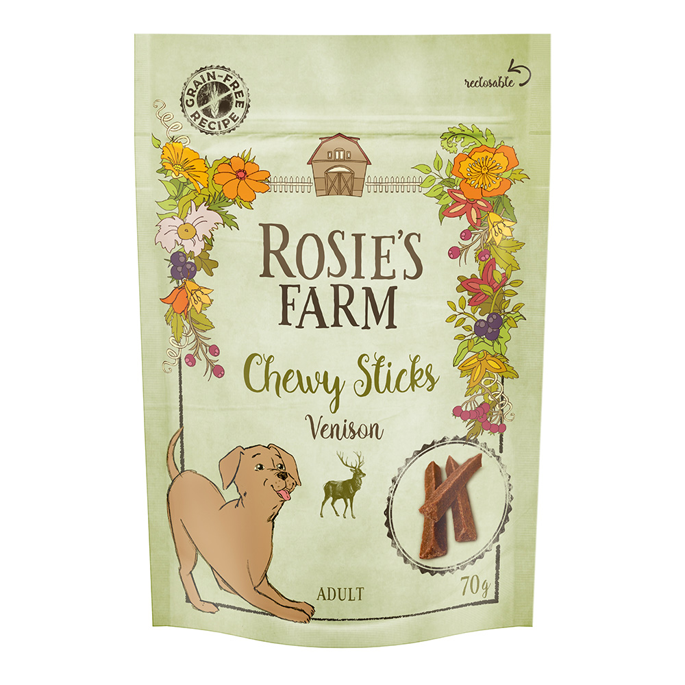 Rosie's Farm Chewy Sticks, dziczyzna - 3 x 70 g