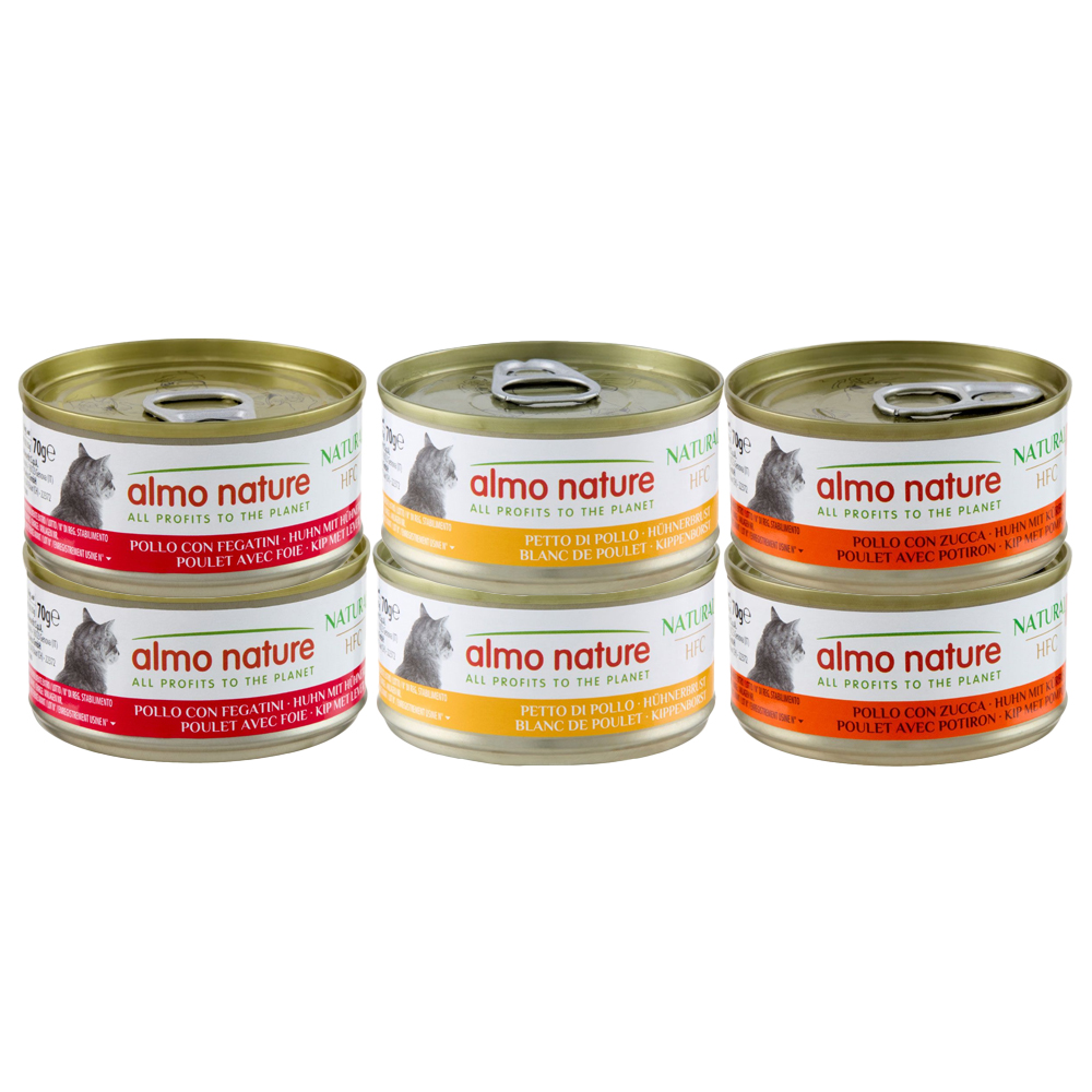 Megapakiet Almo Nature HFC Natural, 24 x 70 g - Pakiet mieszany z kurczakiem