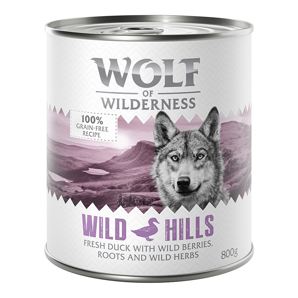 Korzystny pakiet Wolf of Wilderness Monoprotein Adult, 12 x 800 g - Wild Hills, kaczka