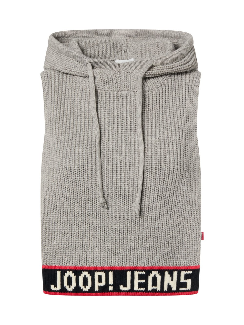 Joop Jeans Damska dzianinowa kamizelka z kapturem z wełny dziewiczej - Krota Kobiety Bawełna szary|czerwony|czarny, ONE SIZE
