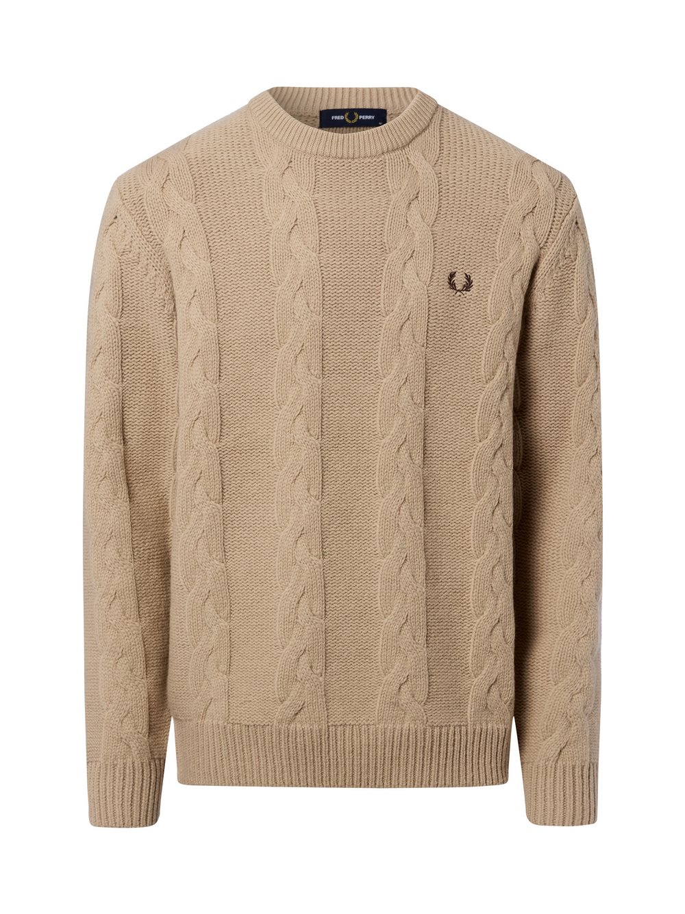 Fred Perry Męski wełniany sweter Mężczyźni brązowy, L