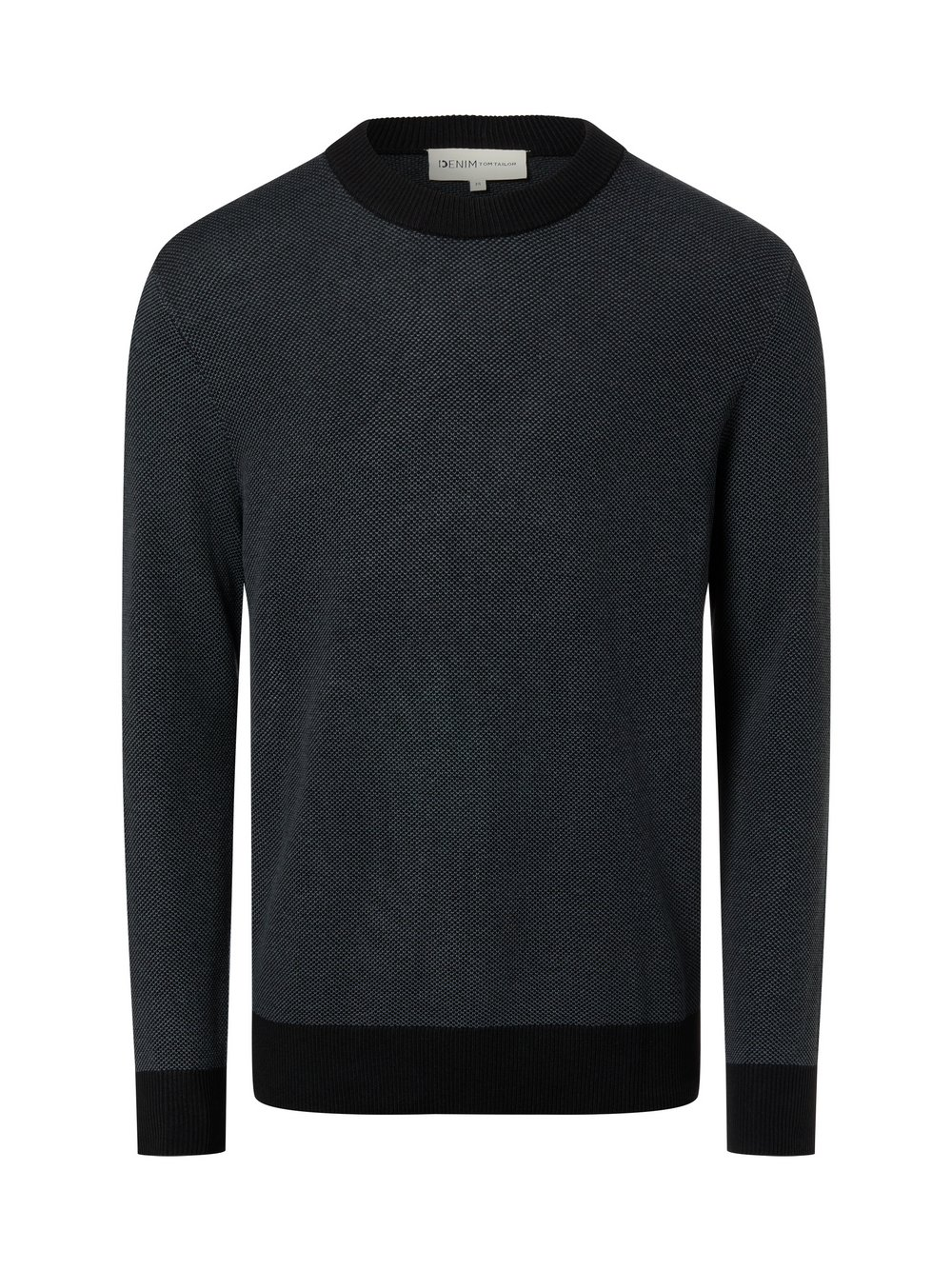 Tom Tailor Denim Męski sweter z dzianiny Mężczyźni Bawełna czarny|szary, XXL