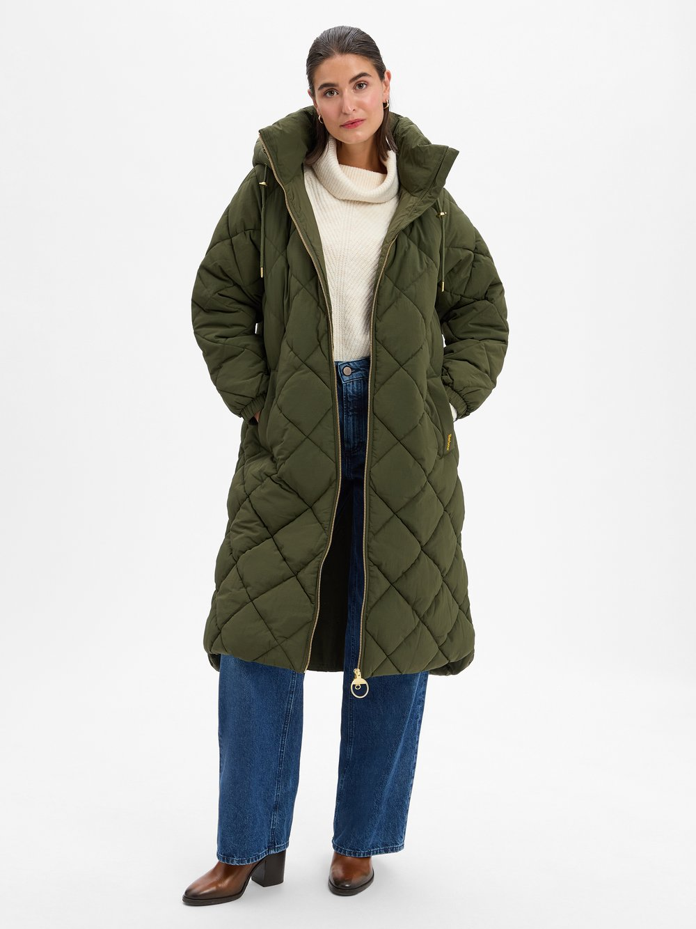 Barbour Pikowany płaszcz damski - Kirkton Puffer Kobiety Sztuczne włókno zielony, 44