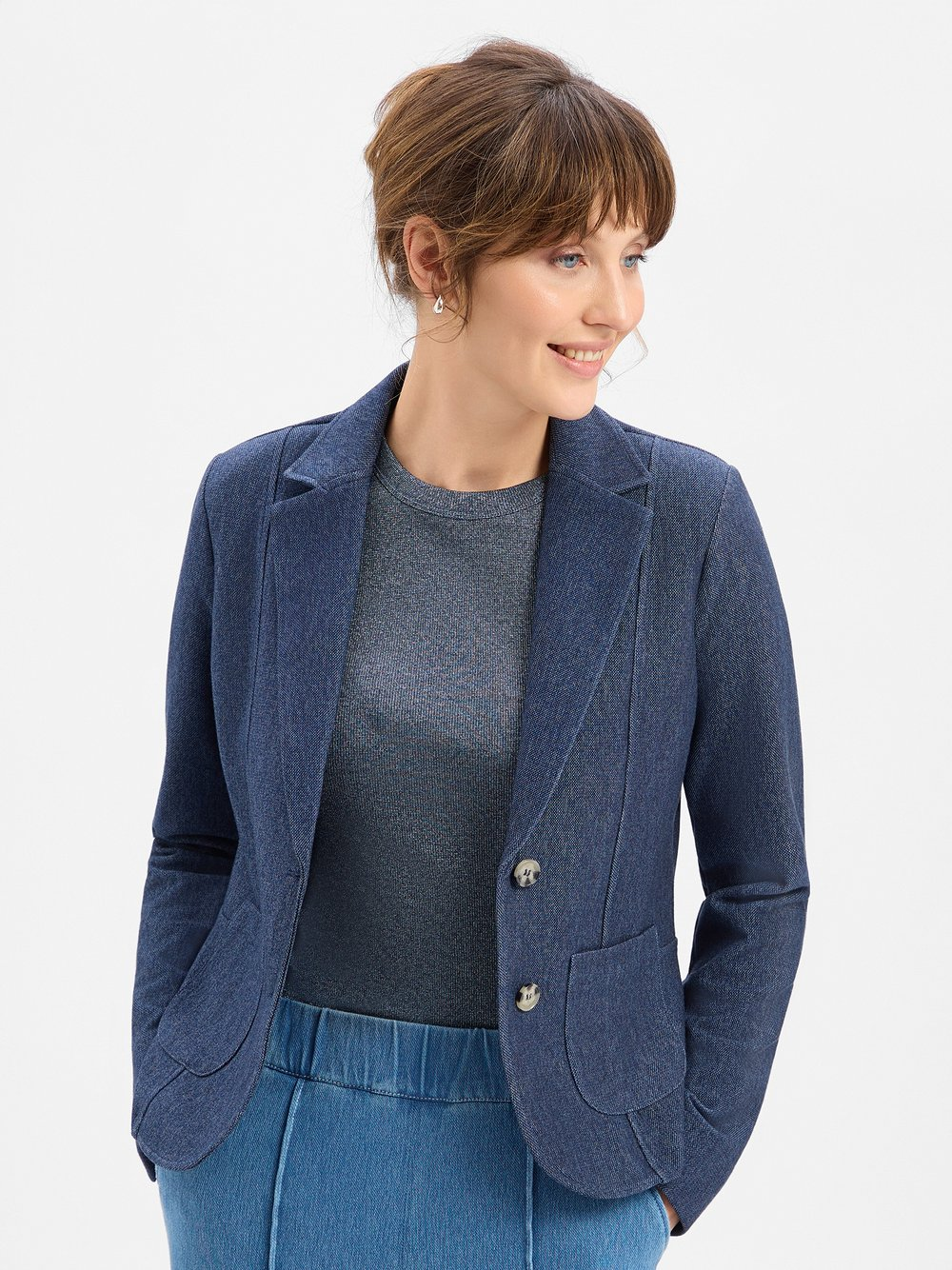 More & More Damska bluza dresowa Kobiety Sztuczne włókno niebieski, 36
