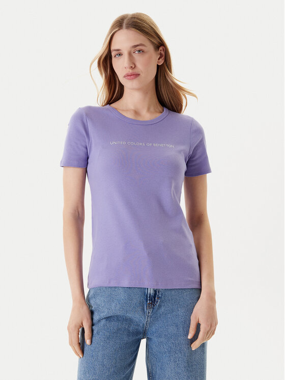 United Colors Of Benetton T-Shirt 3GA2E16A2 Fioletowy Regular Fit