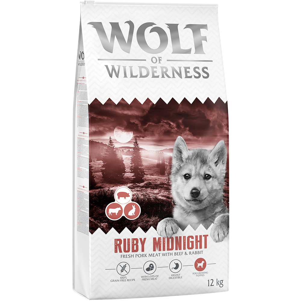Wolf of Wilderness Junior "Ruby Midnight" wołowina i królik - bez zbóż - 12 kg