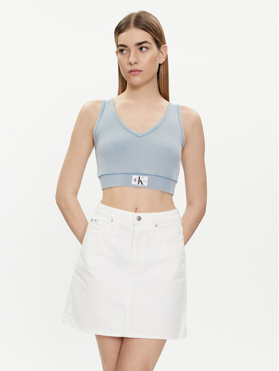 Calvin Klein Jeans Top J20J223109 Błękitny Slim Fit