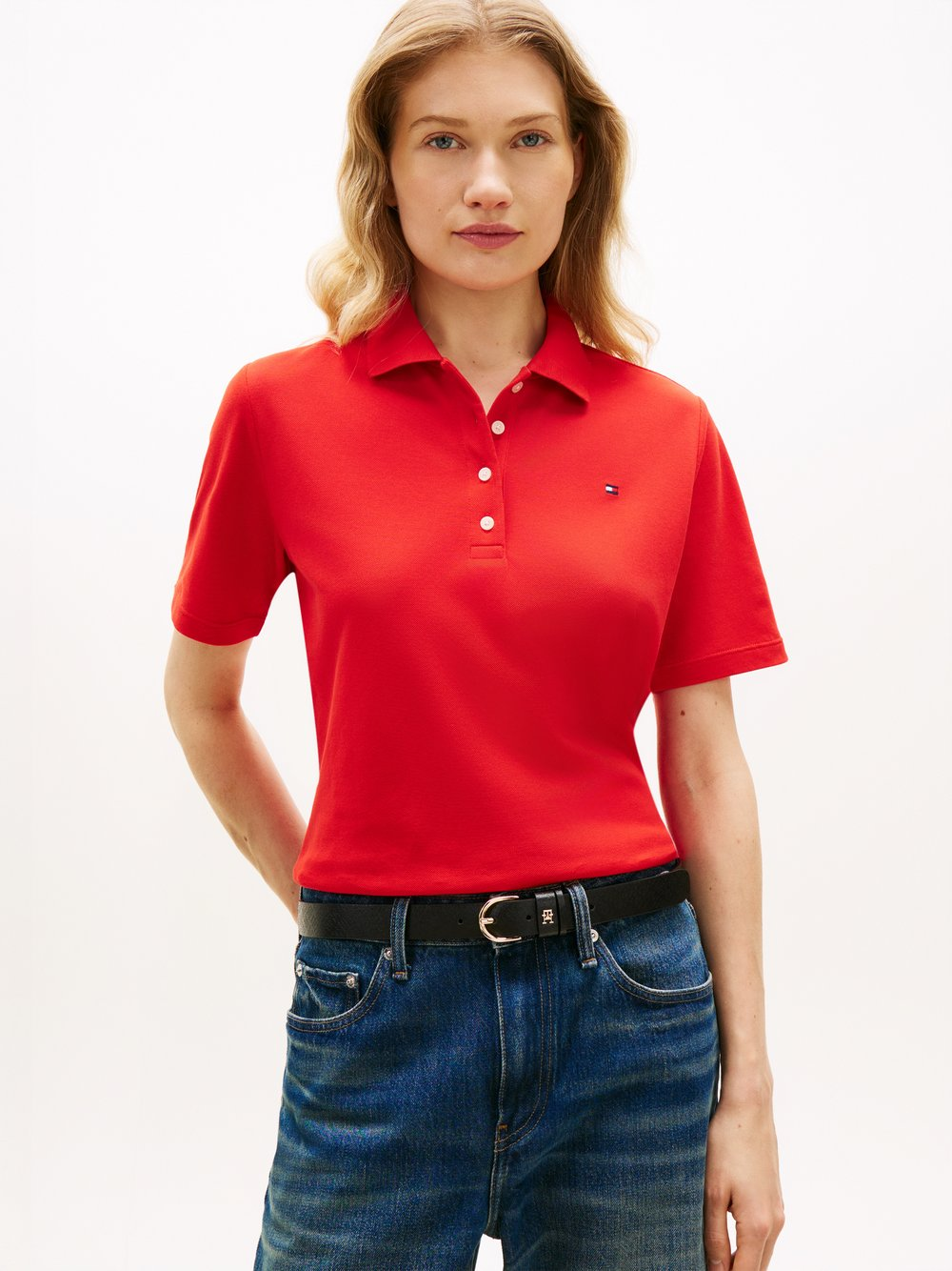 Tommy Hilfiger Damska koszulka polo Kobiety Bawełna czerwony, S