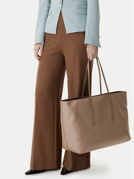 Calvin Klein Torebka Emblem Aop Large Tote W/ Pouch LV04F3364G Beżowy