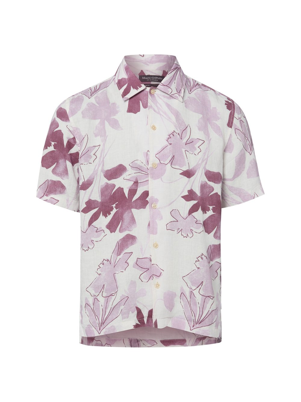 Marc O'Polo Męska koszula lniana Mężczyźni Regular Fit len (100%) lila|wielokolorowy, XXL